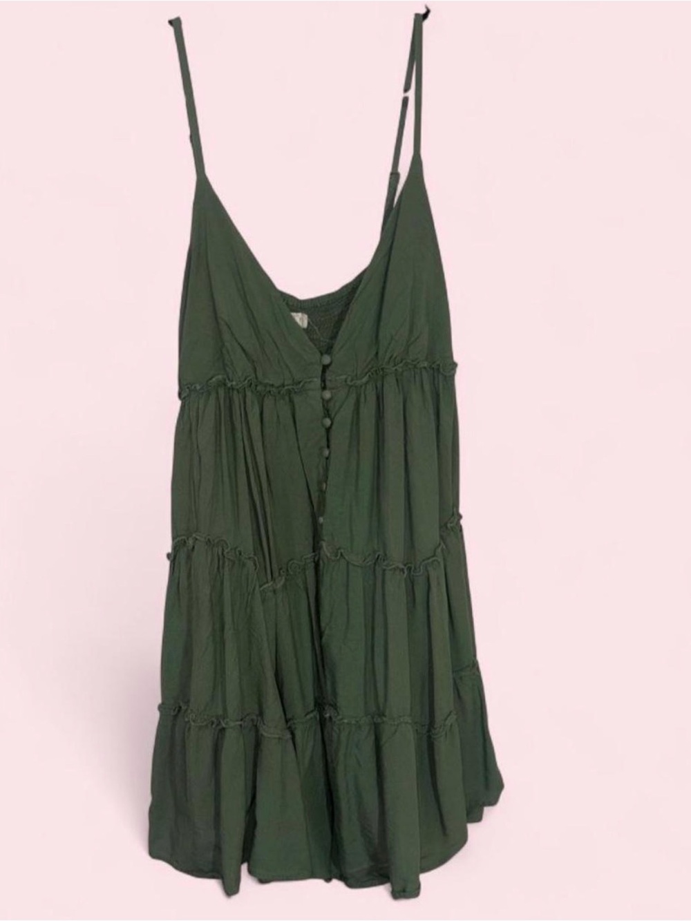 Aeropostale Olive Green Tiered Spaghetti Strap Camisole Dress